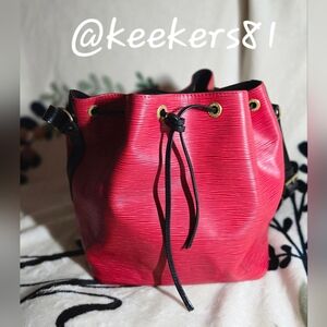 💯 Authentic Vintage Epi Red and Black Louis Vuitton Petit Noe' With Free COA